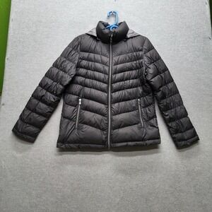 Kenneth Cole Reaction Men Jacket L Black Puffer Down Jacket Zipper‎ Long Sleeve